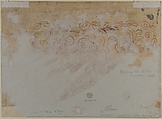 Design for a Ceiling with a Woman (Aurora?) in a Chariot and Putti (Recto). Design for an Ornamental Frieze (Verso)., Marco Angolo del Moro (Italian, Verona (?) ca. 1537–after 1586), Pen and brown ink, brush and wash over traces of black chalk or graphite (recto); pen and brown ink over red chalk (verso)